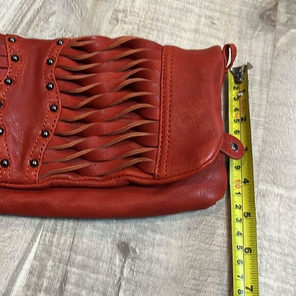 7Chi pocketbook leather tomato red folding purse missing strap - Picture 12 of 13